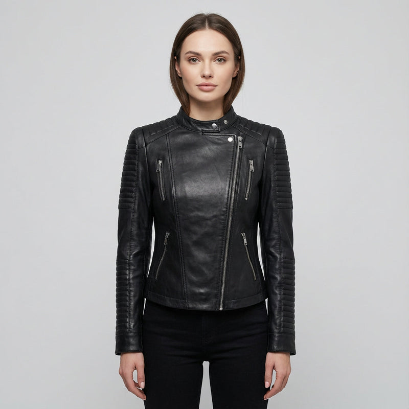 North Jade Women's Biker Jacket | Quilted Faux Leather, Casual Chic