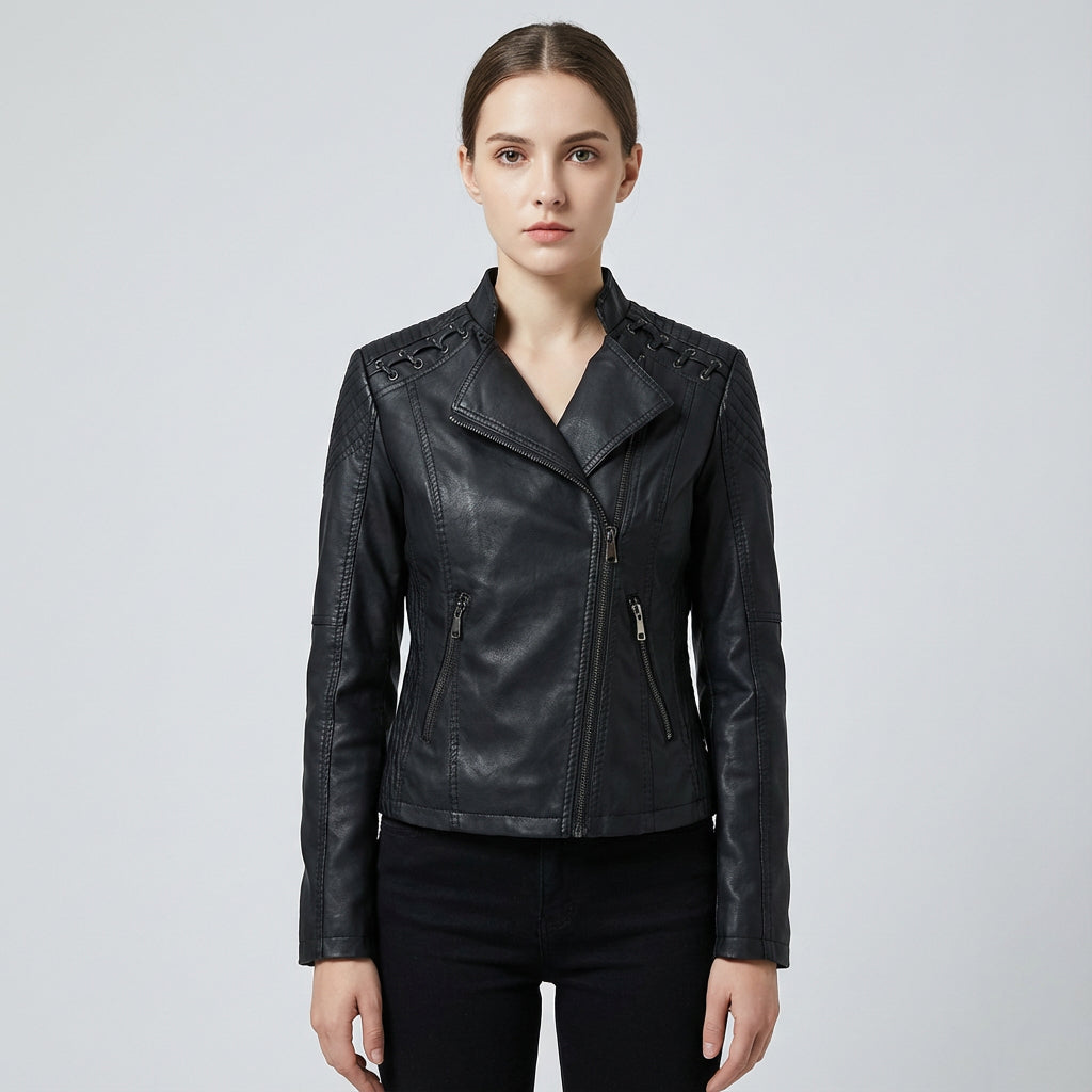 Veste zippée pour femmes Jade | Similicuir, style audacieux