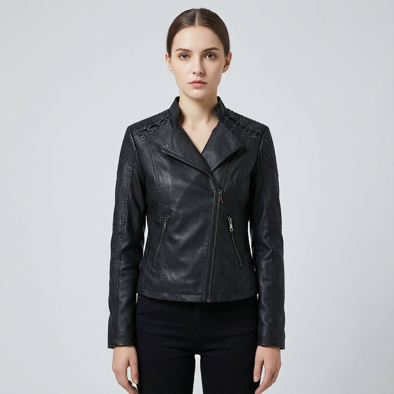 Veste zippée pour femmes Jade | Similicuir, style audacieux