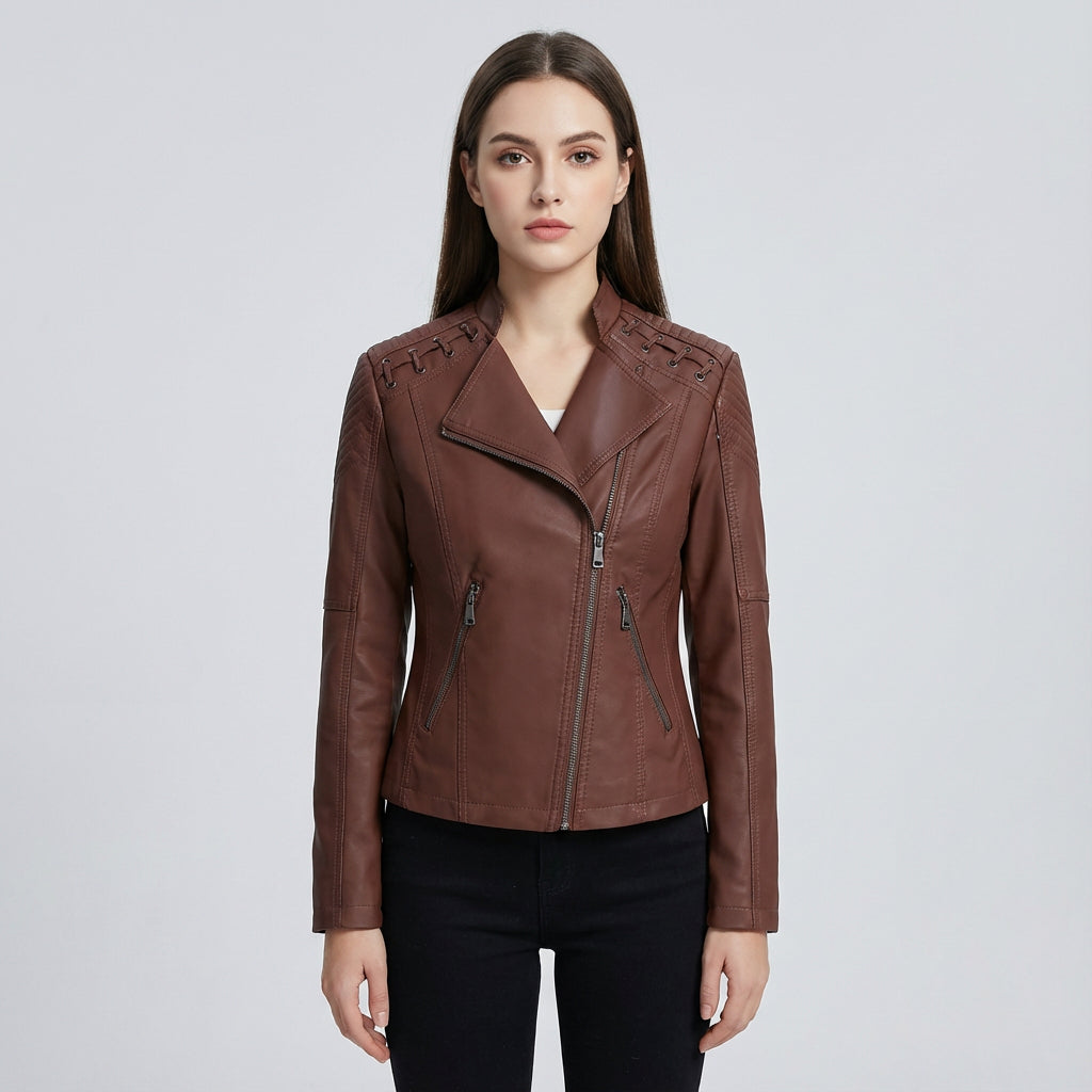 Veste zippée pour femmes Jade | Similicuir, style audacieux