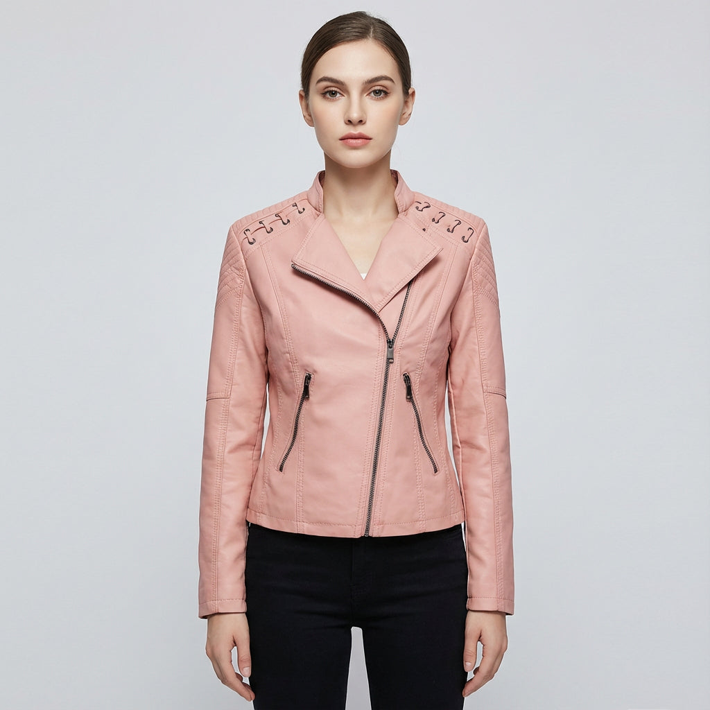 Veste zippée pour femmes Jade | Similicuir, style audacieux