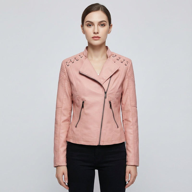 Veste zippée pour femmes Jade | Similicuir, style audacieux