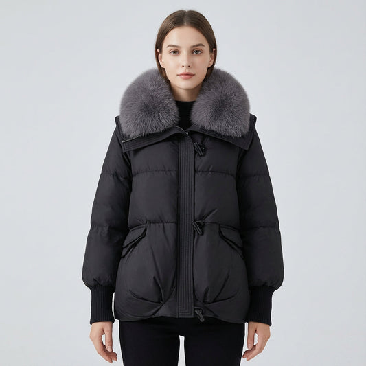 Doudoune pour femmes Remy | Design matelassé rembourré, col en fausse fourrure