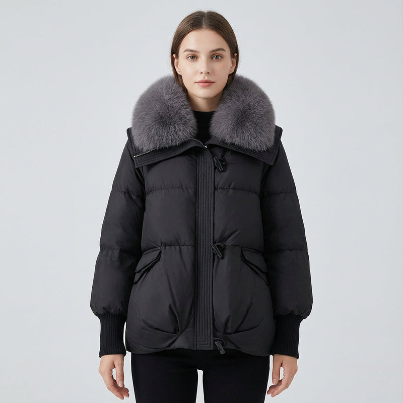 Doudoune pour femmes Remy | Design matelassé rembourré, col en fausse fourrure