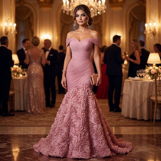 Vestido formal para mujer Holly | Sin mangas, detalle de flor hecho a mano