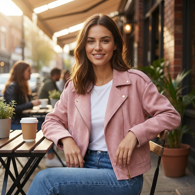 Chaqueta Bomber Cortada para Mujeres de Elise | Cierre de Cremallera Frontal, Silueta Relajada
