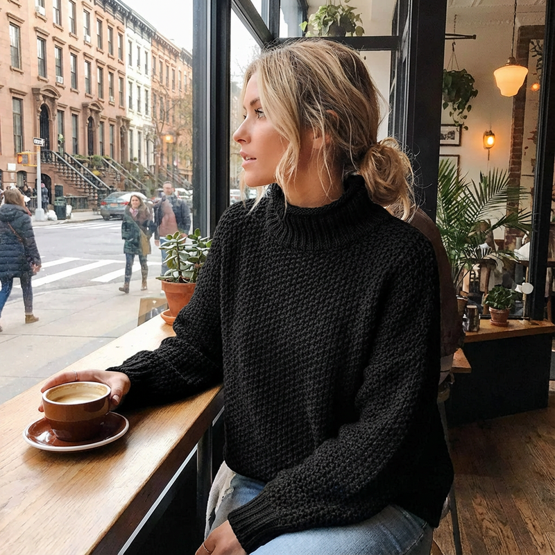 Pull Col Montant Femme Cressida | Tricot Texturé, Manches Longues