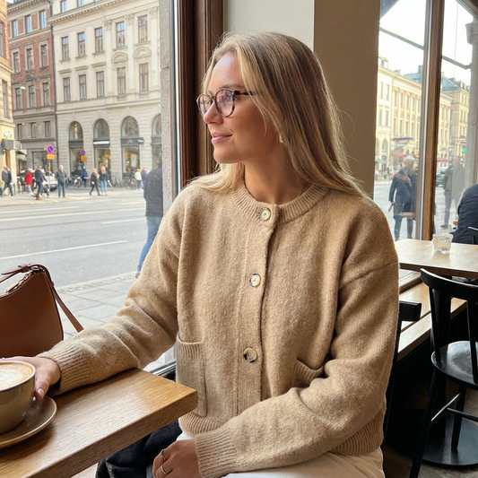 Cardigan tricoté Ardena pour femme | Boutons sur le devant, poches plaquées