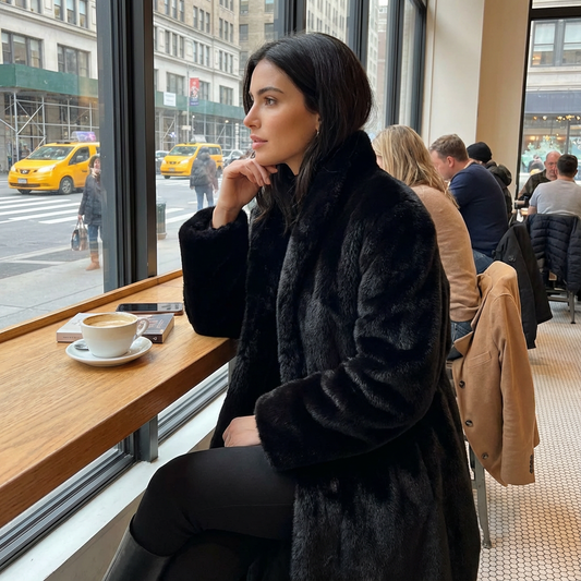 Abrigo de Piel Sintética de Visón para Mujer Luna | Grueso y Cálido, Abrigo de Invierno Elegante