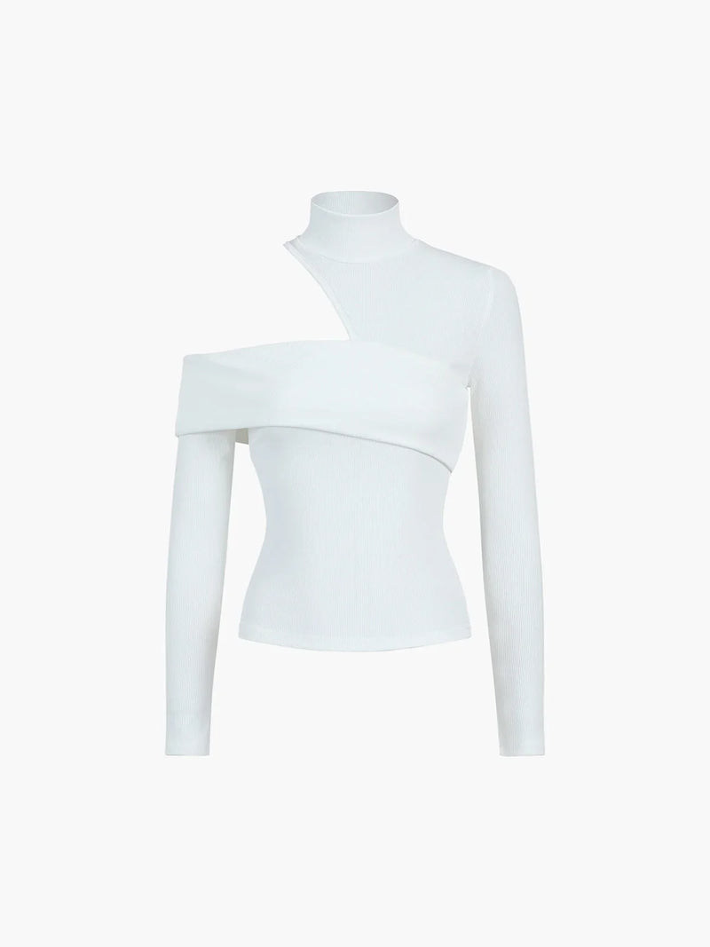 Ava Women's Asymmetric Top - fabric and finish detail