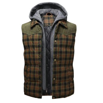 Jasper Men's Plaid Puffer Jacket - fabric and finish detail