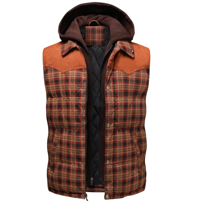 Jasper Men's Plaid Puffer Jacket - back view
