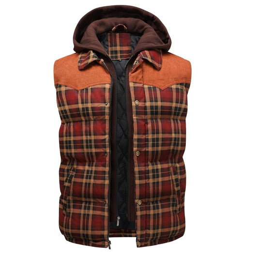 Rhys Men's Plaid Puffer Jacket - front view