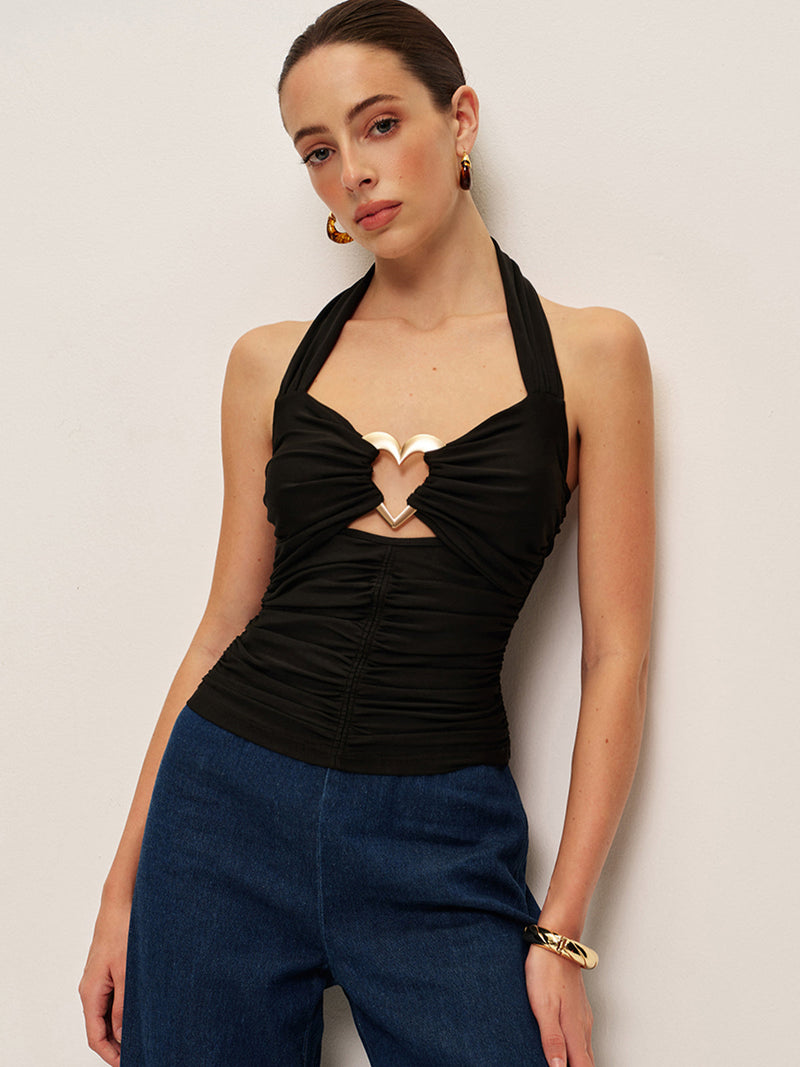 Yara Women's Top | Halter, Ruched, Jersey