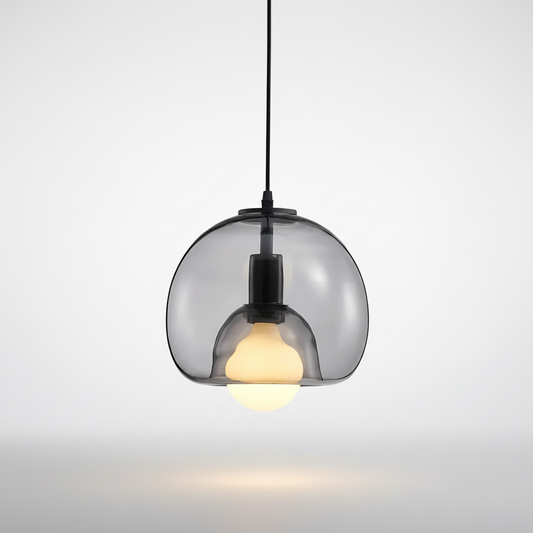ClydeGlass smoke grey handblown glass pendant light fixture