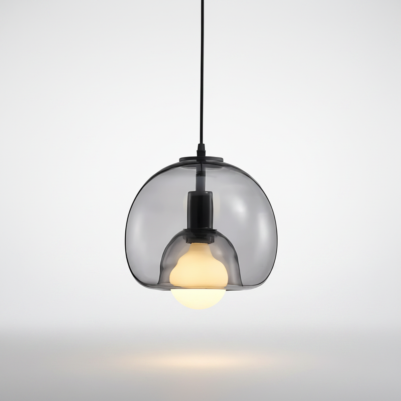 ClydeGlass smoke grey handblown glass pendant light fixture