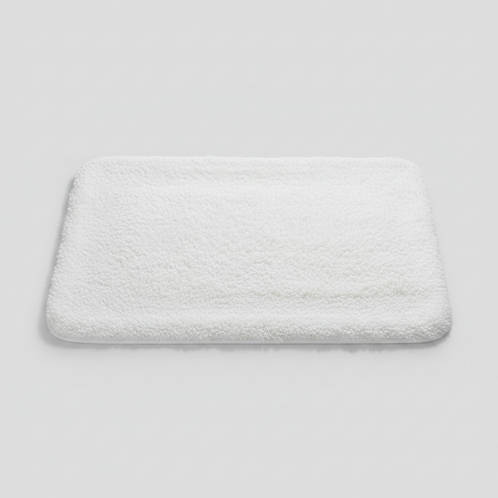 Ultra-Soft Plush Bath Rug in White on clean premium background