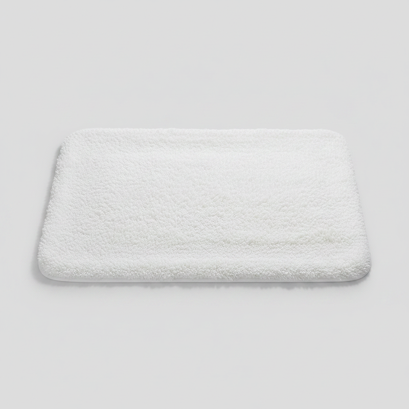 Ultra-Soft Plush Bath Rug in White on clean premium background