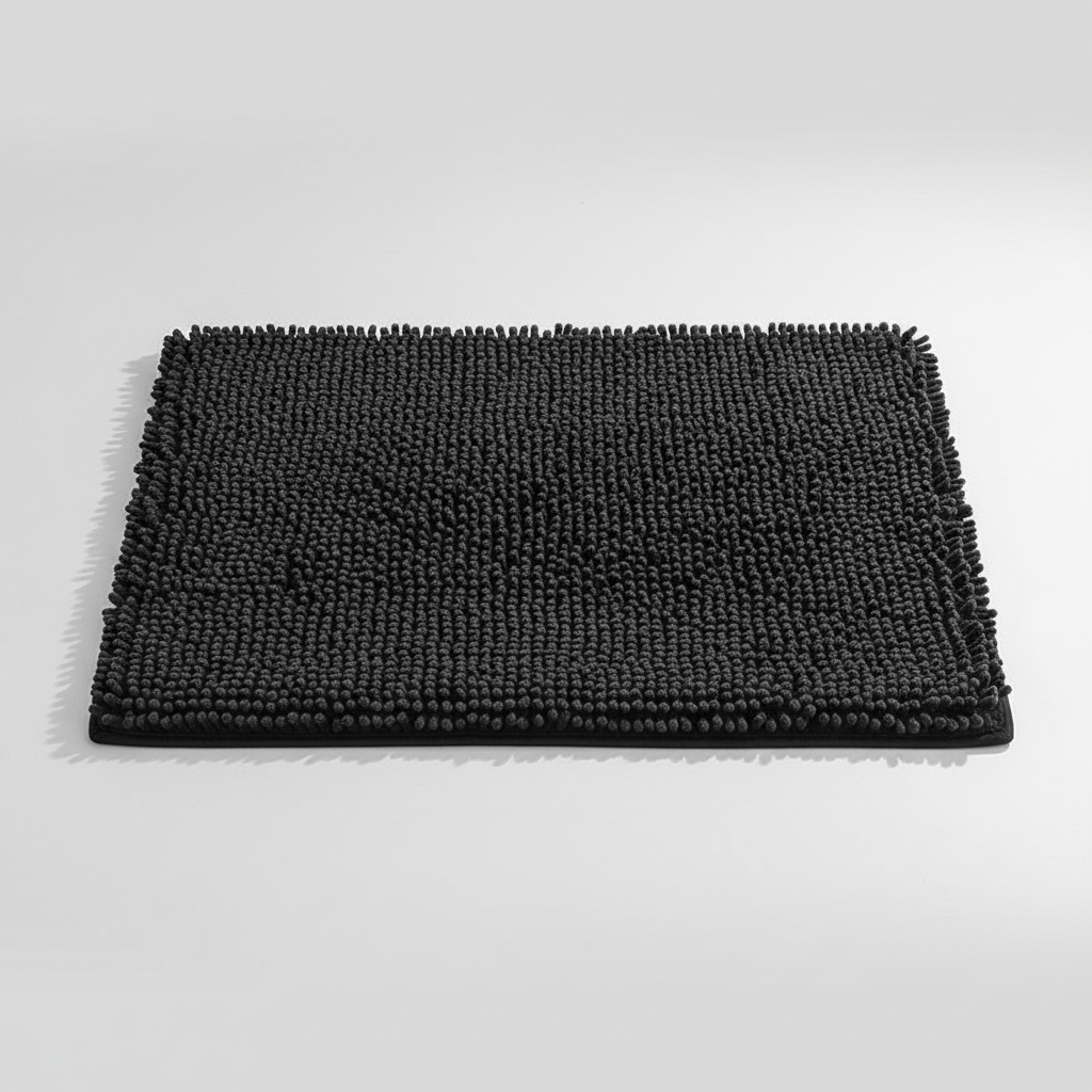 Plush Chenille Bath Mat - Black