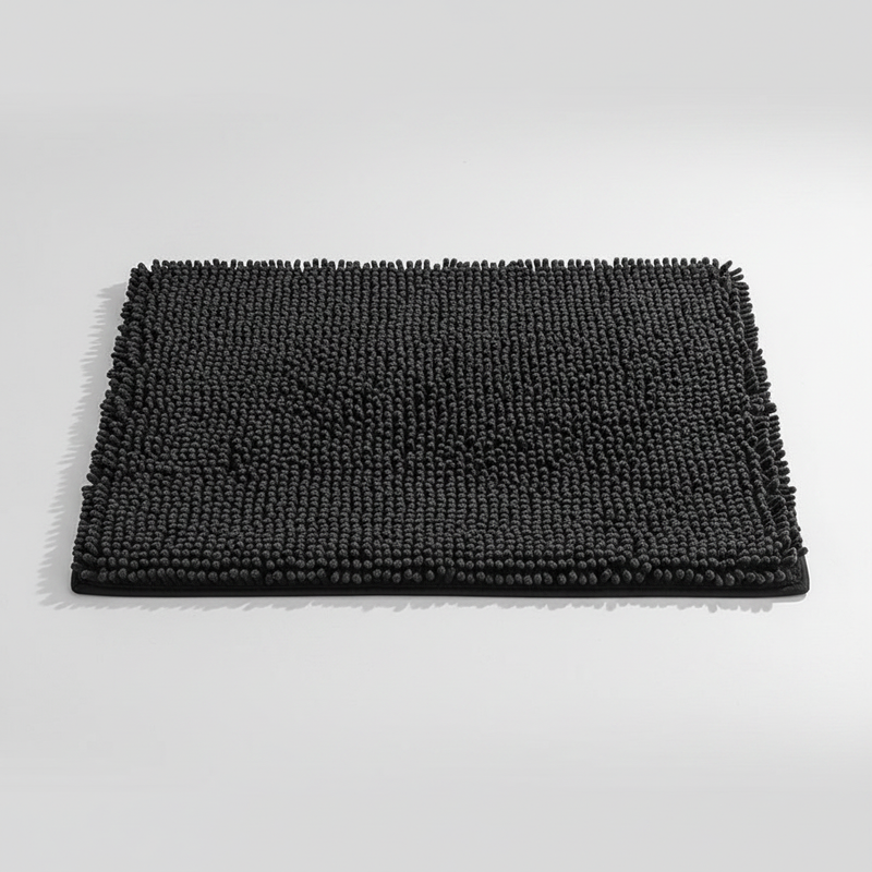 Plush Chenille Bath Mat - Black