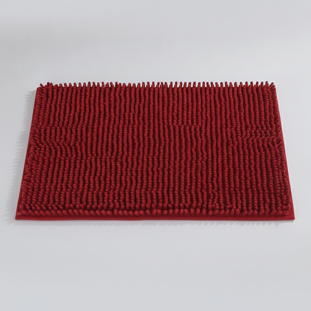 Plush Chenille Bath Mat - Red