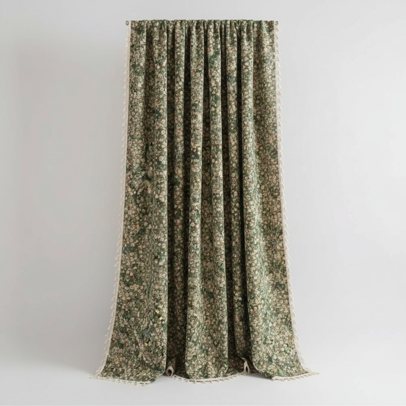 French Vintage Floral Tapestry Curtain | Romantic Microfiber, Light-Filtering