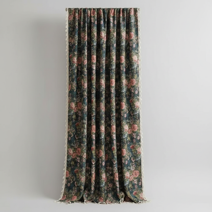 Garden Rose French vintage floral tapestry curtain panel