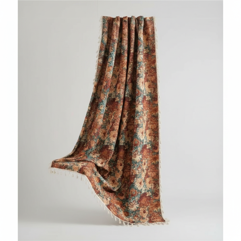 Autumn Floral French vintage floral tapestry curtain panel