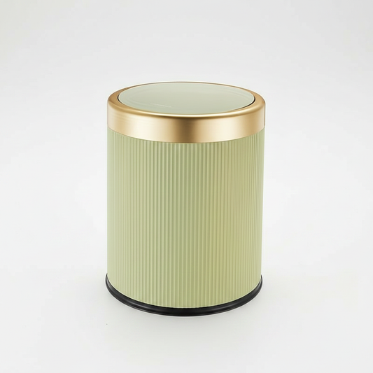 Luxury sage green press-top trash can with gold lid – Nerora