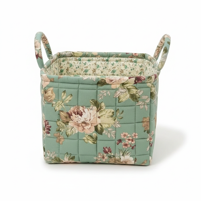 Floral Canvas Storage Basket - Floret (sage green roses)