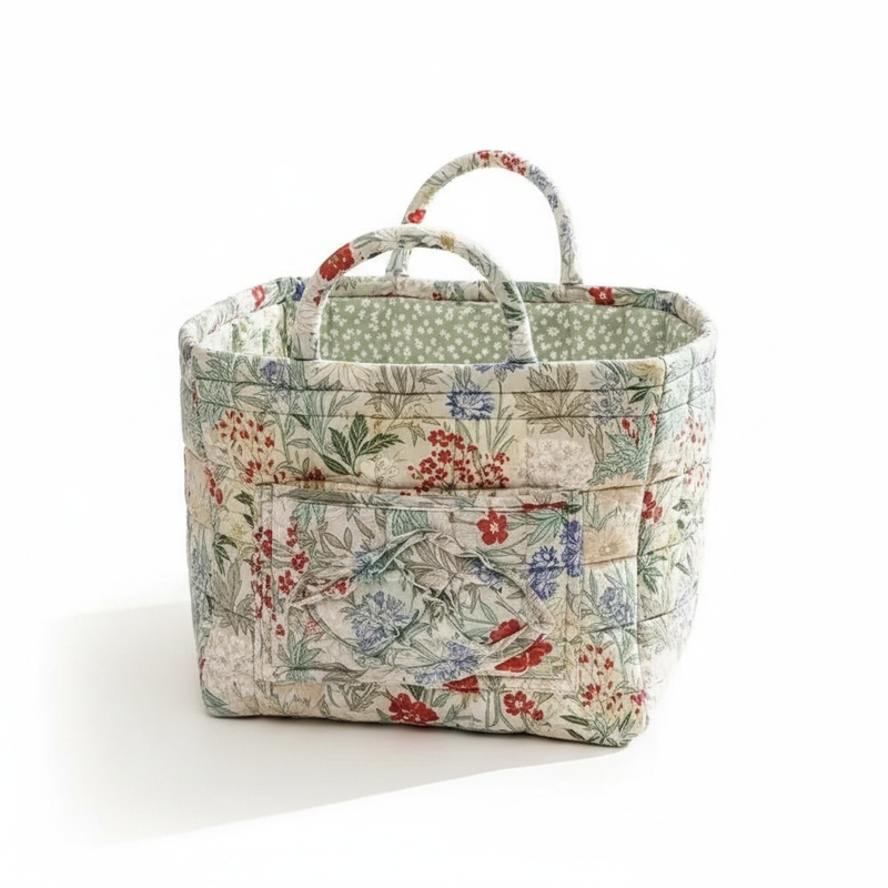 Floral Canvas Storage Basket - Dahlia (cream meadow floral)