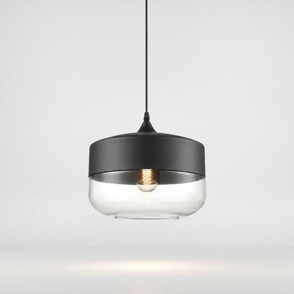 NordicGlow pendant light - Black and Clear, Nordic I wide drum shade