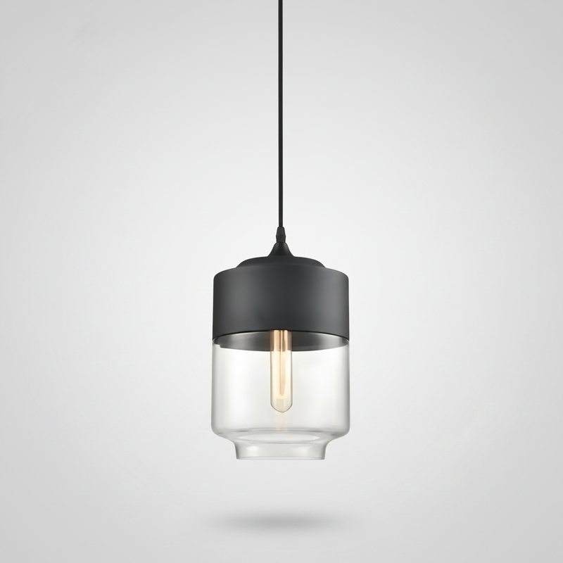 NordicGlow pendant light - Black and Clear, Nordic III jar shade