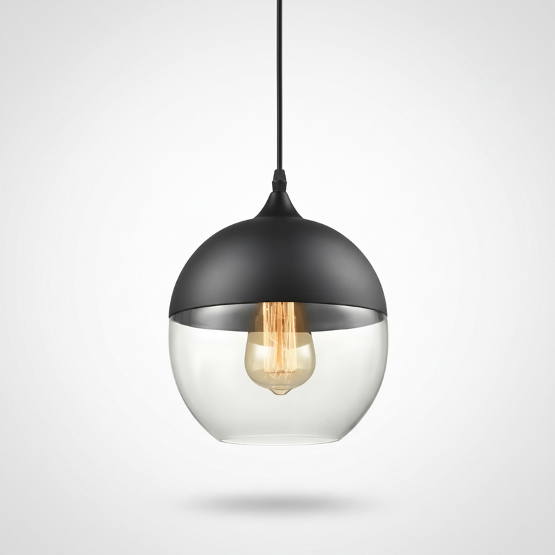 NordicGlow pendant light - Black and Clear, Nordic IV globe shade