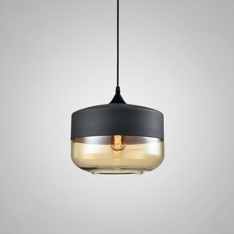 NordicGlow pendant light - Black and Amber, Nordic I wide drum shade