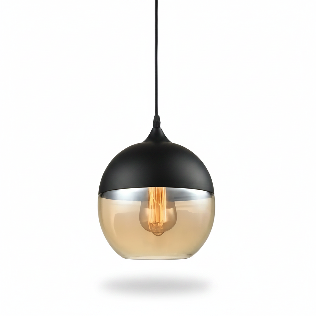 NordicGlow pendant light - Black and Amber, Nordic IV globe shade