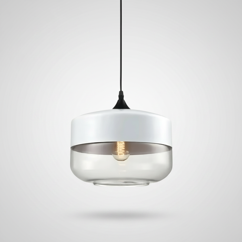NordicGlow pendant light - White and Clear, Nordic I wide drum shade