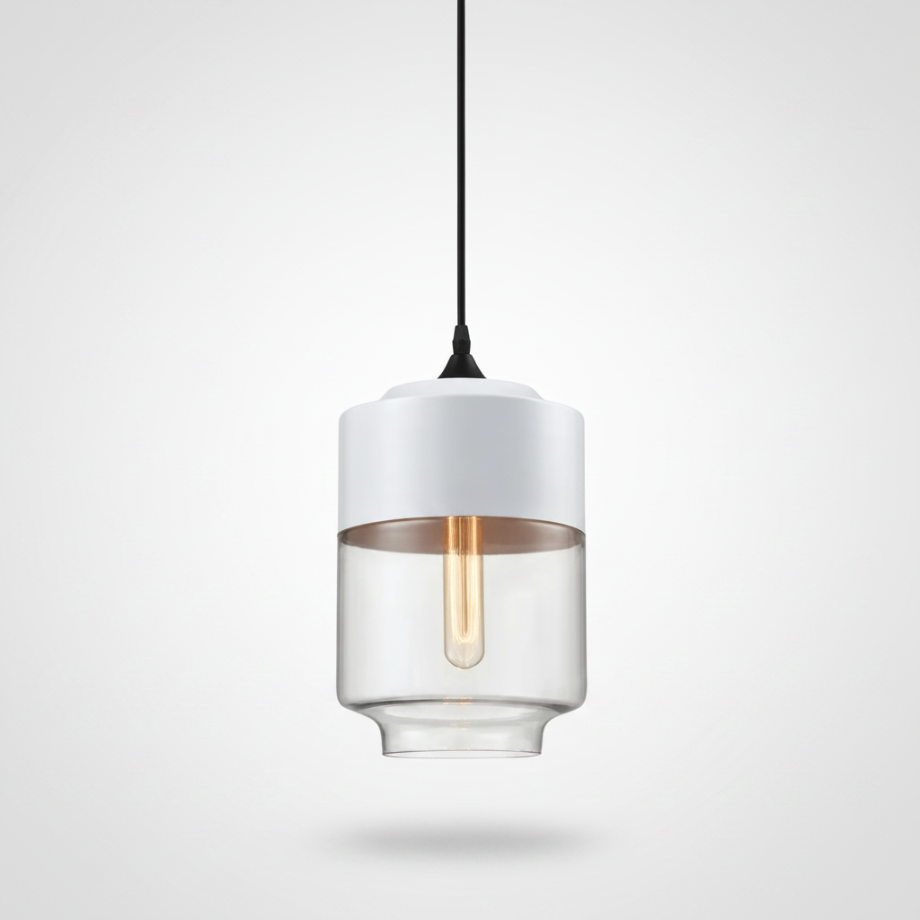 NordicGlow pendant light - White and Clear, Nordic III jar shade