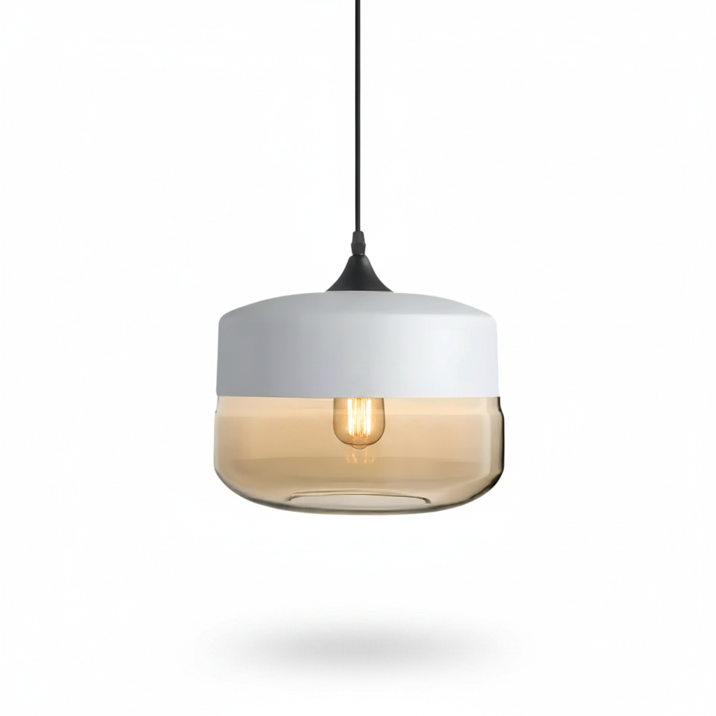 NordicGlow pendant light - White and Amber, Nordic I wide drum shade