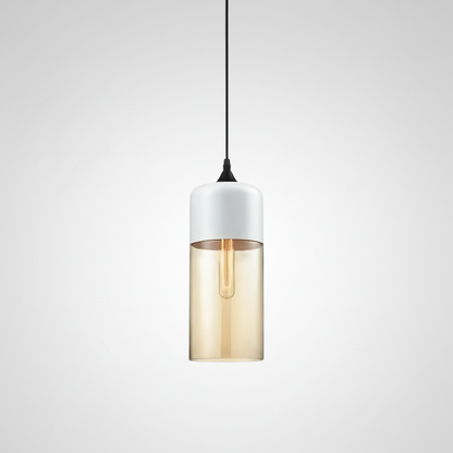 NordicGlow pendant light - White and Amber, Nordic II tall cylinder shade