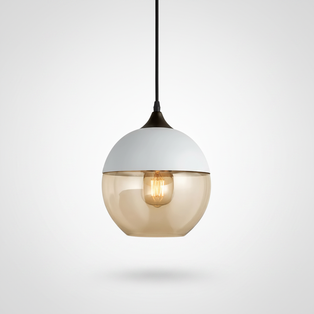 NordicGlow pendant light - White and Amber, Nordic IV globe shade
