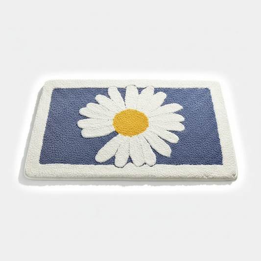 Denim Petal plush floral daisy bath mat