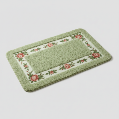Sage Charm floral border bath mat