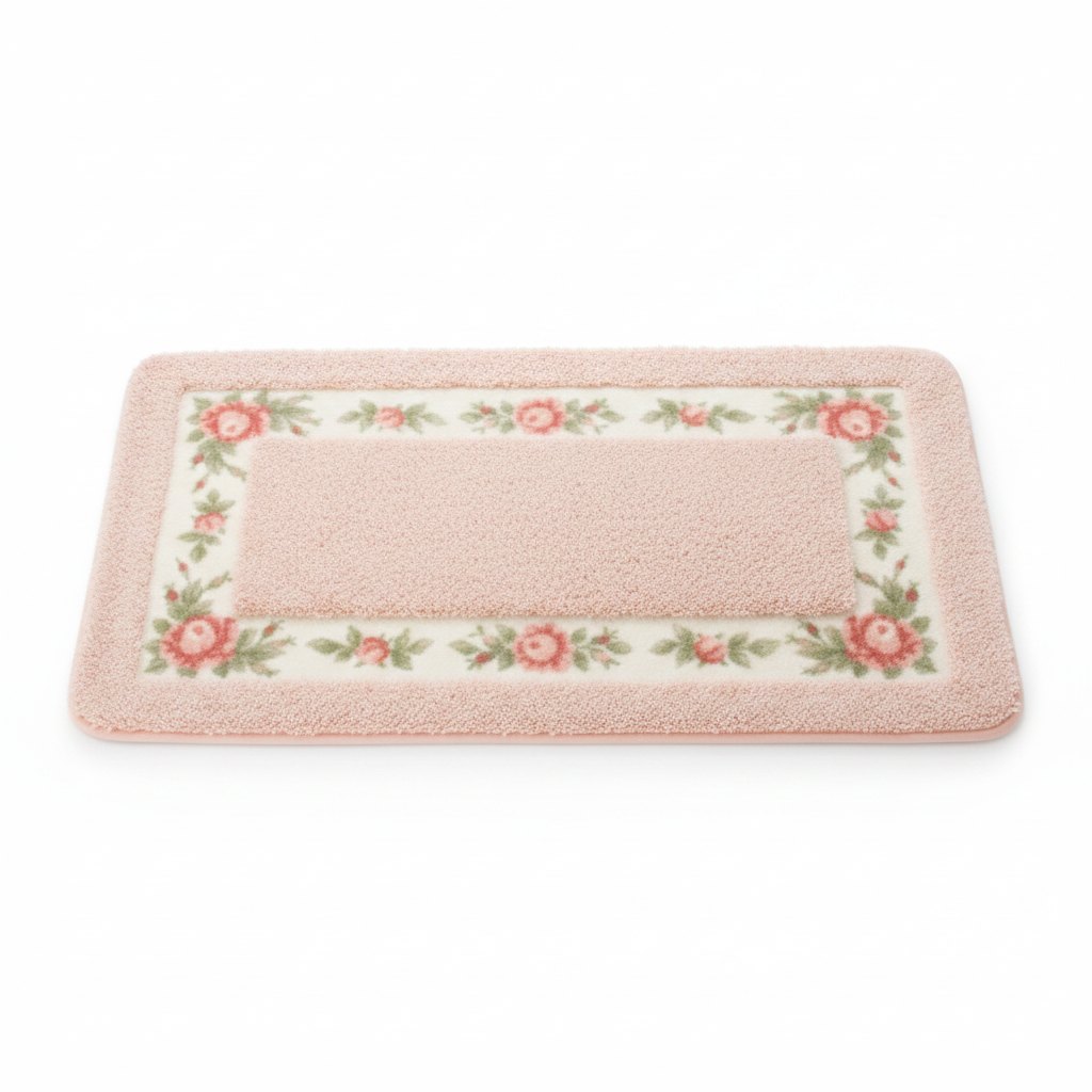 Blush Meadow floral border bath mat