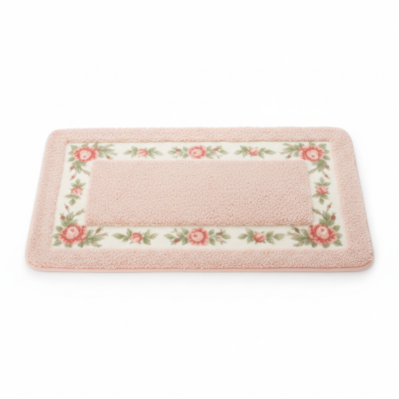 Blush Meadow floral border bath mat
