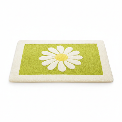 Lime Bloom plush daisy bath mat