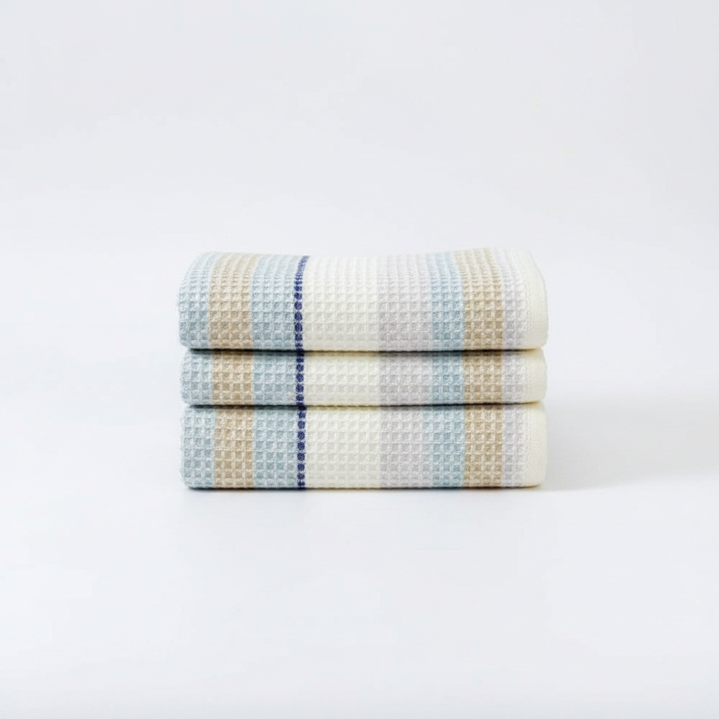 Colorblock striped towel light yellow folded