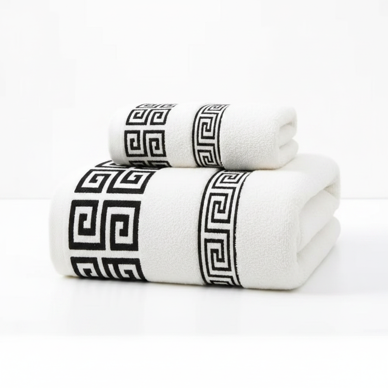 Athena Luxe Cotton Towel Set | Full Terry, Quick-Drying 2pcs