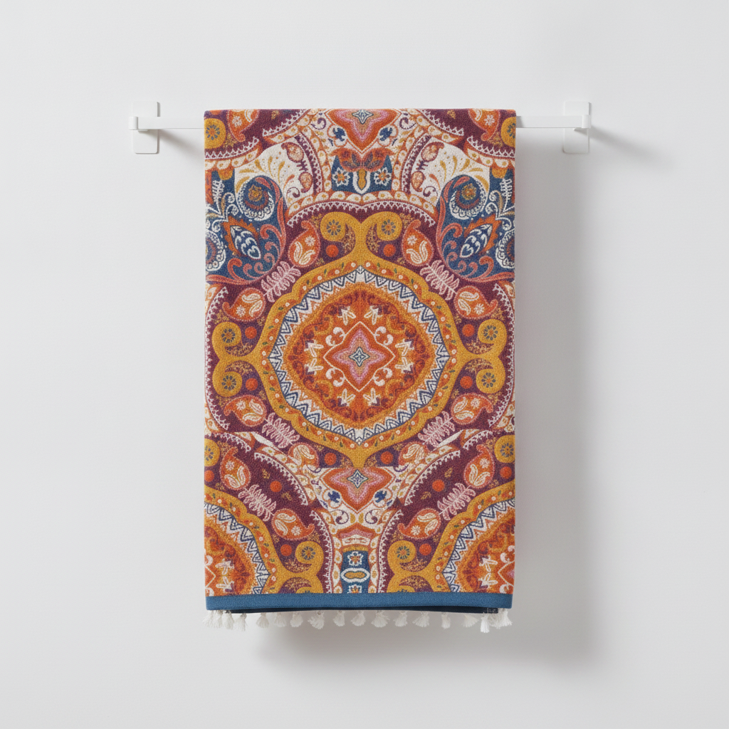 Cotton Bath Towel | Boho Geometric Floral