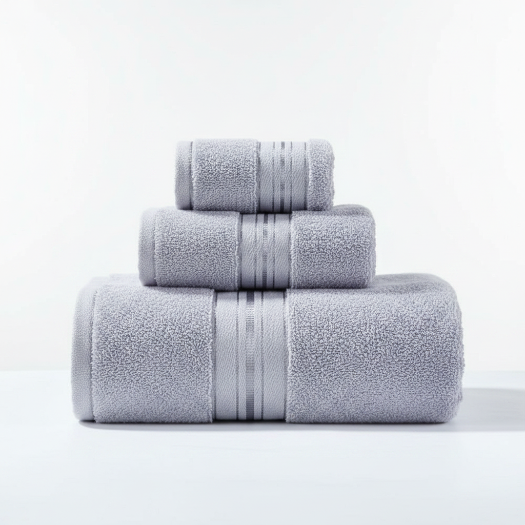Egyptian Cotton Towel Set 3-Piece - Light Gray